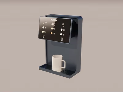 Modern Kitchen Water Dispenser With Digital Display And White Mug Tray 3d model