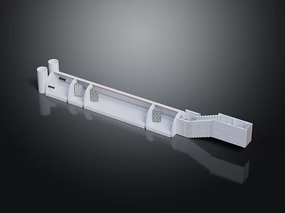 Modern Elevator Aisle Design With White Structure Staircase Handrails And Wall Panels 3d model