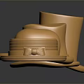 Golden Decorative Household Items With Hat Shaped Design On Black Background 3d model