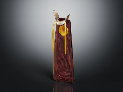 Stylish Long Maroon Clothing With Yellow Tassels And Ornate Collar 3d model