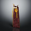 Stylish Long Maroon Clothing With Yellow Tassels And Ornate Collar