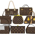 Various Style Brown Classic Pattern Handbags And Shoulder Bags Collection