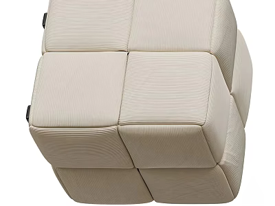 Beige Modern Stool with Square Panel Design and Textured Upholstery for Contemporary Interior 3d model