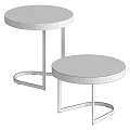 Modern Black Nesting Side Tables With Round Wooden Top And Metal Frame