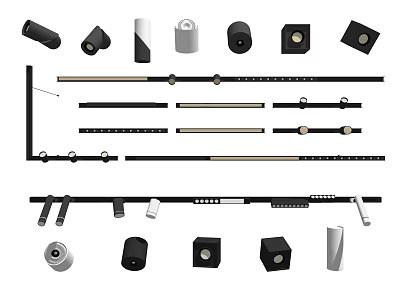 Various Styles Of Indoor Downlights And Spotlights With Black White Designs 3d model