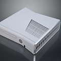 White Sleek Modern Electronic Device Featuring Ventilation Grilles And Reflective Surface Design 3d model