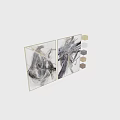 Two Abstract Painting Frames with Gray Black White Gold Brush Strokes 3d model