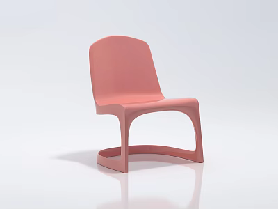 Pink Modern Leisure Chair With Sleek One Piece Design And Curved Base 3d model