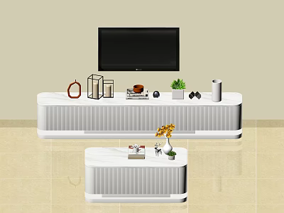Cream wind TV cabinet coffee table combination 3d model Cream wind TV cabinet coffee table combination 3d model