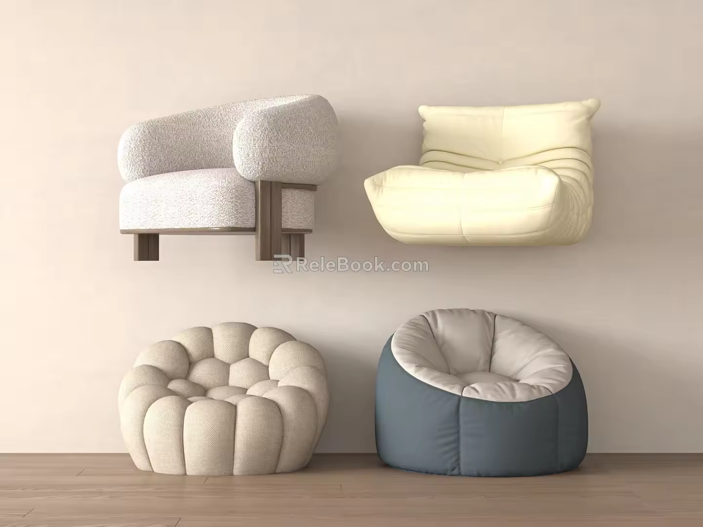 Modern Single Sofa Lazy Sofa 3d model