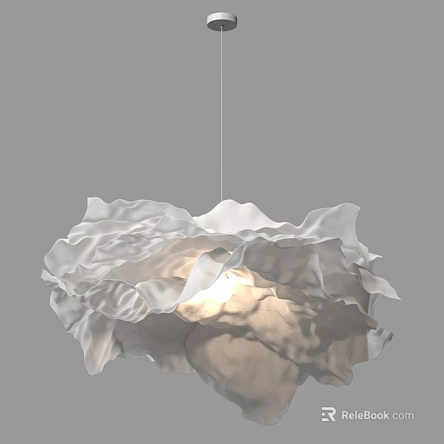 Elegant Ruffled Chandelier Design With Soft Light Glow On Gray Background 3d model 