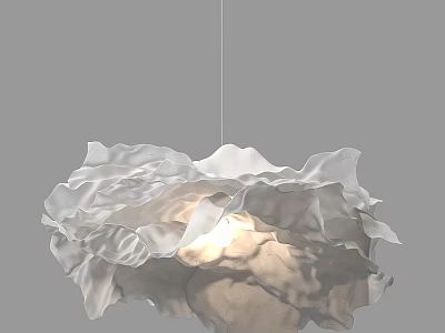 Elegant Ruffled Chandelier Design With Soft Light Glow On Gray Background 3d model