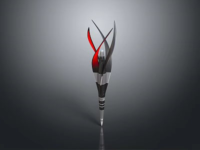 Modern Futuristic Black Red Dagger Design With Metallic Handle And Sharp Blade 3d model