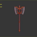 Fantasy Style Double Bladed Axe With Golden Accents And Metal Shaft