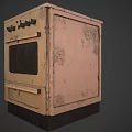 Vintage Kitchen Stove with Worn Surface Burners Oven Door and Drawer Design
