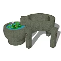 Gray Mechanical Part With Circular Structure And Green Internal Components On Stand