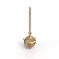 Golden Hanging Decorative Ornament With Chain And Intricate Design For Home
