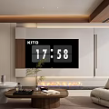 Warm Modern Minimalist Living Room Design With TV Wall Built In Fireplace And Soft Furnishings