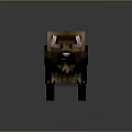 Pixelated 3D Bison Model With Brown Fur And White Horns In Pixel Art Style