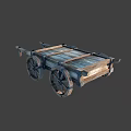 Vintage Wooden Cart With Large Spoked Wheels And Rustic Wooden Planks