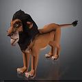 Cartoon Lion Character With Orange Body Black Mane And Green Eyes