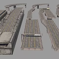 Elevated Road Interchange With Interconnected Highways Lane Markings And Supports 3d model