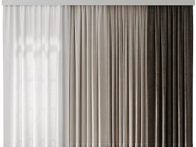 Elegant Curtains in White Beige and Brown Shades for Modern Home Interior 3d model