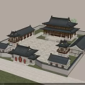 Ancient Chinese Architecture Courtyard With Traditional Roofs And Surrounding Trees
