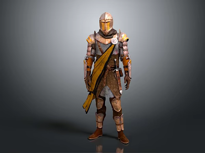 Ancient Warrior Armor With Golden Accents And Decorative Shoulder Details 3d model