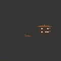 Wooden House With Sloped Wooden Roof And Wooden Terrace Fence And Steps