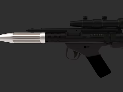 High Precision Tactical Firearm with Black Body Silver Barrel and Scope Design 3d model