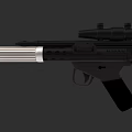 High Precision Tactical Firearm with Black Body Silver Barrel and Scope Design