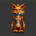 Cartoon Fox Game Movie Character with Orange Fur White Belly Big Eyes Pointed Ears
