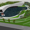 Modern Residential Building With Landscaped Green Space And Curved Roads