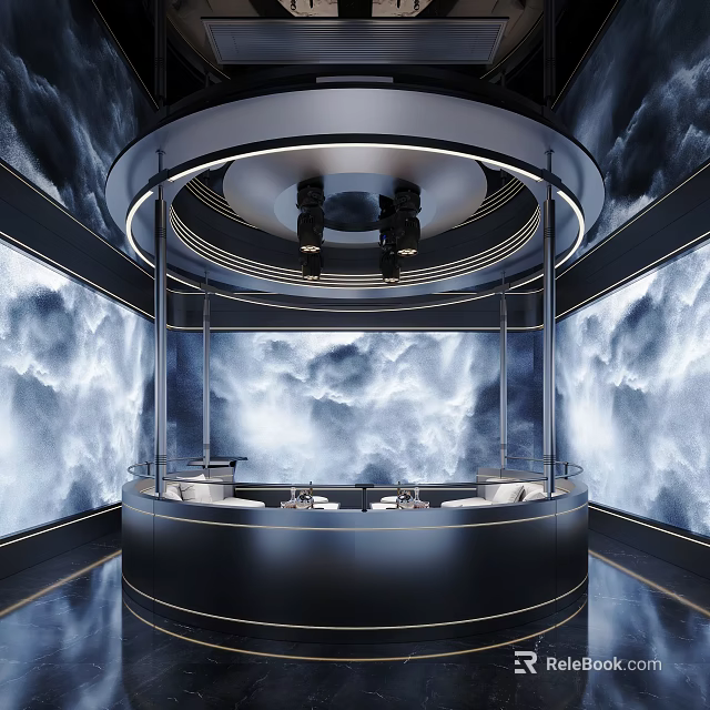 Modern Tech Style KTV Interior With Visual Screens 3d model