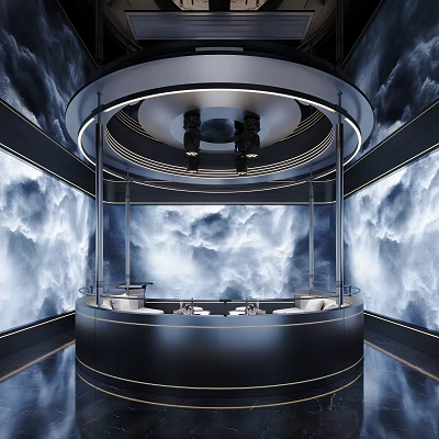 Modern Tech Style KTV Interior With Visual Screens 3d model