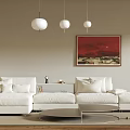 Modern Corner Sofa Home Multi-person Sofa Coffee Table Combination Chandelier Combination Hanging Picture 3d model