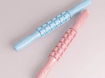 Blue and Pink Foam Rollers with Textured Design for Muscle Relaxation Fitness Sports Equipment 3d model