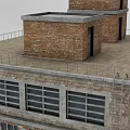 Industrial Style Building With Brick Walls Windows Large Doors And Roof Structures
