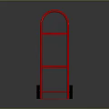 Red Metal Hand Truck With Sturdy Frame Wheels And Platform Base