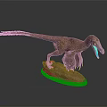 Realistic Winged Dinosaur Model With Brown Textured Skin And Open Mouth