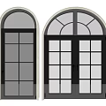 Double Doors Design with Dark Frame Glass Panes and Arched Top