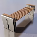 Modern Landscape Bench With Wooden Slat Seat And Metal Support Frame