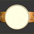 Shiny Gold Ring With Circular Top Red Symbols And Smooth Design For Daily Use