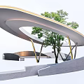 Modern Garden Landscape Design With Curved Structure Tree And Steps 3d model