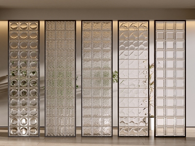 Art glass partition glass brick porch glass partition 3d model