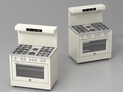 White Kitchen Appliances Stove Oven With Multiple Burners Control Knobs And Digital 3d model