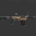 Black And Orange Tactical Rifle With Scope Magazine And Modern Design