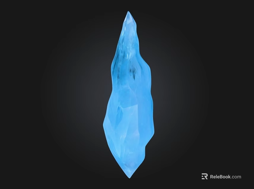 Blue Natural Stone With Irregular Shape And Transparent Crystal Like Texture 3d model 