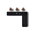 Modern Black Bar Counter With Wooden Stools Sink And Faucet Design